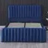 Small Double Ottoman Storage Bed - Blue, Velvet