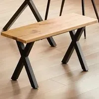 Wooden Bench with Metal Legs - Multi