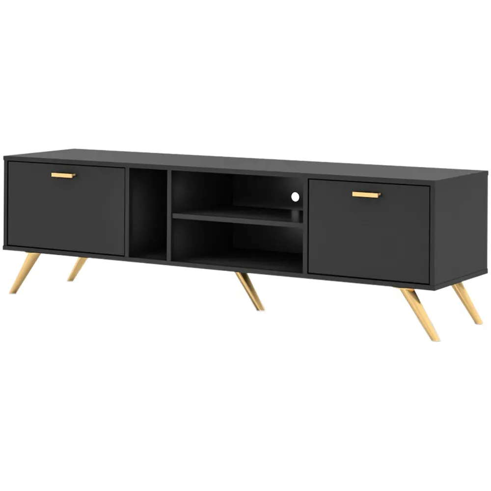 2 Door 3 Shelf TV Unit - Dark Grey