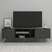 2 Door 3 Shelf TV Unit - Dark Grey
