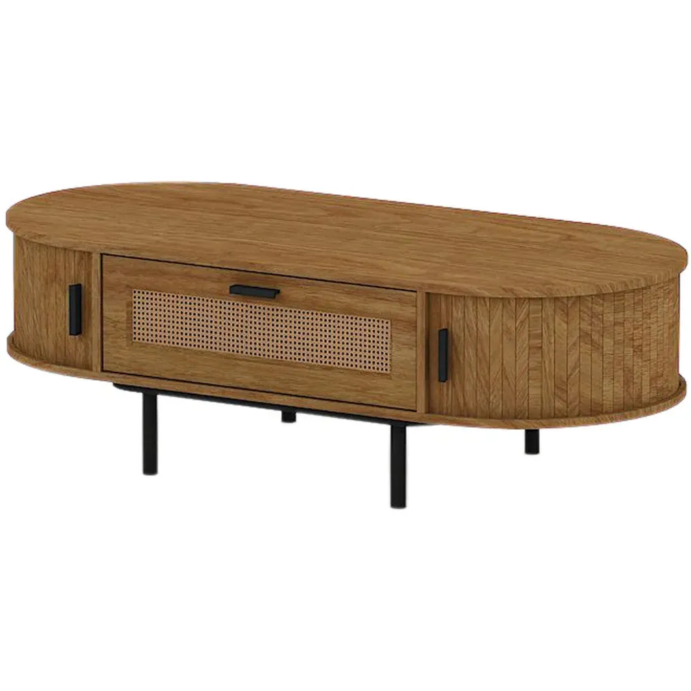 2 Door Single Drawer Coffee Table - Light Oak
