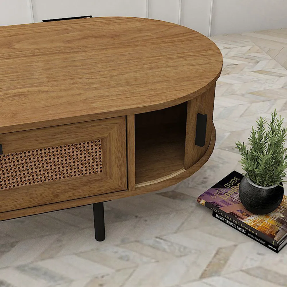 2 Door Single Drawer Coffee Table - Light Oak