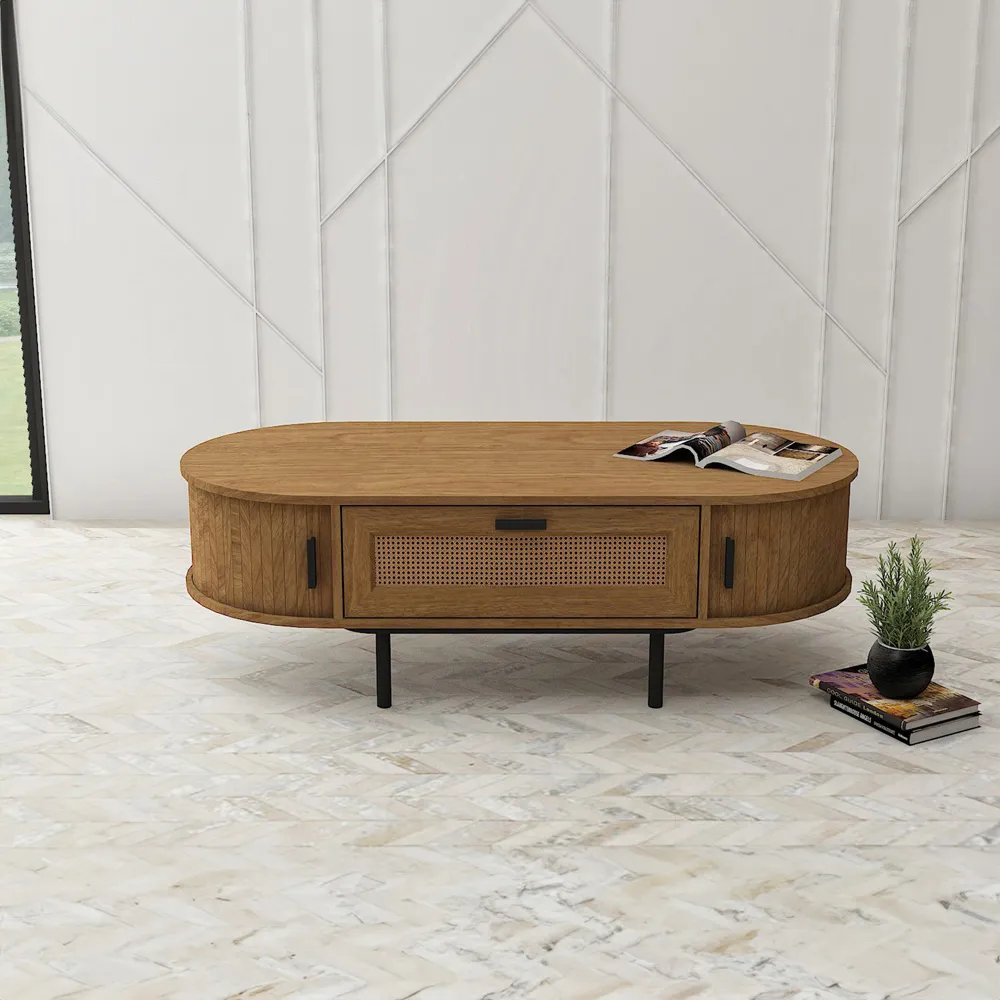 2 Door Single Drawer Coffee Table - Light Oak