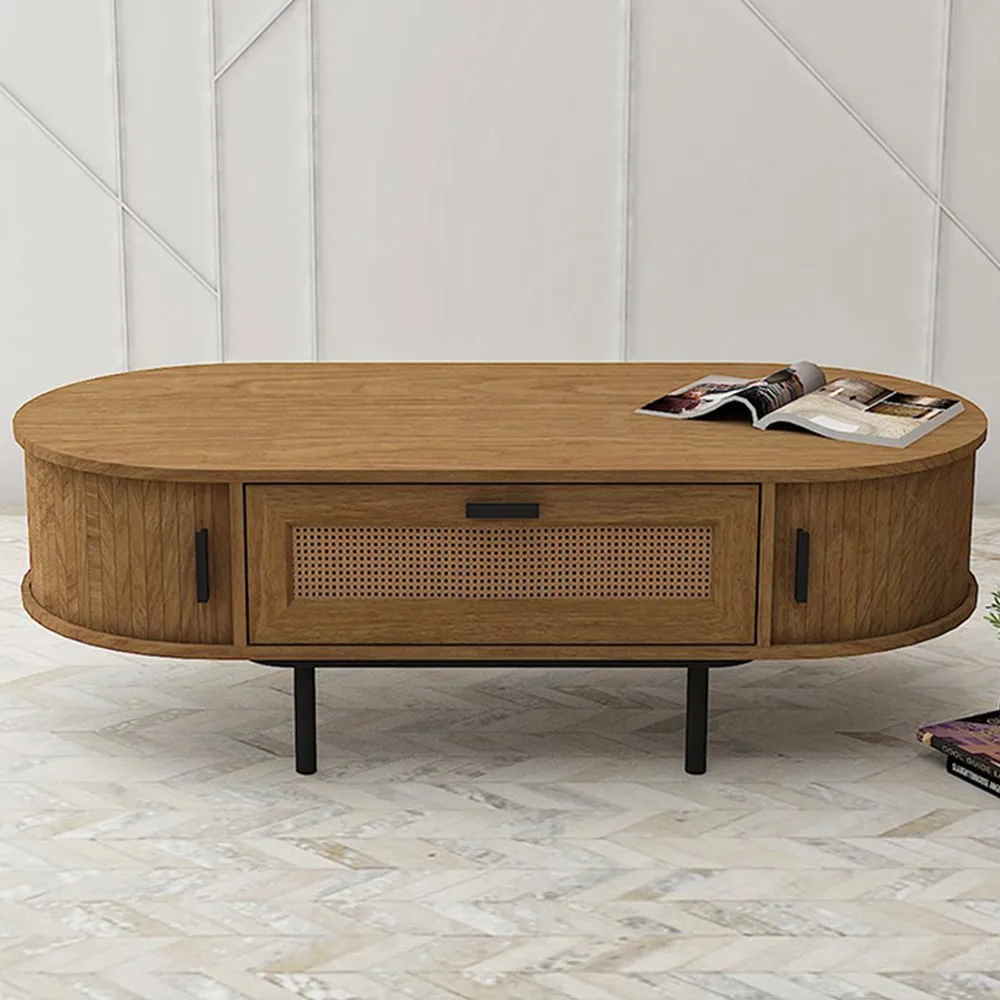 2 Door Single Drawer Coffee Table - Light Oak