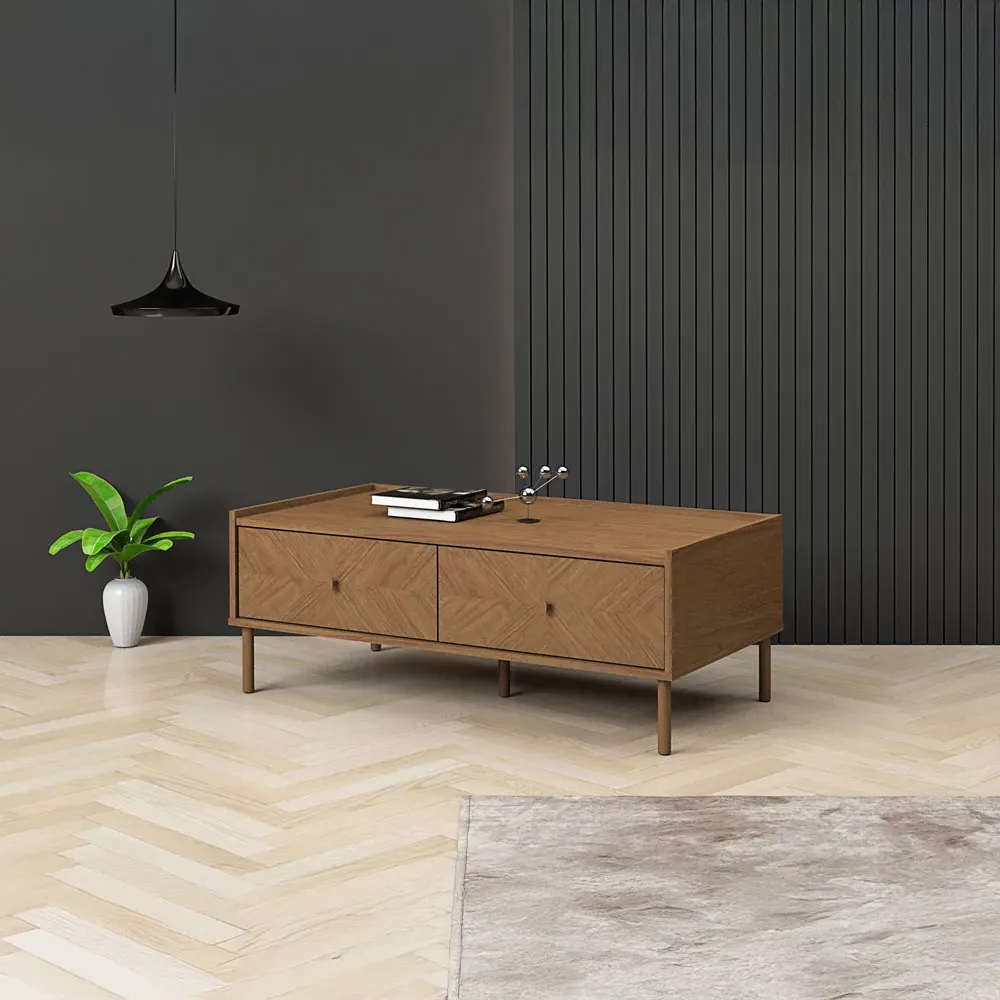 2 Drawer Coffee Table - Brown, Oak