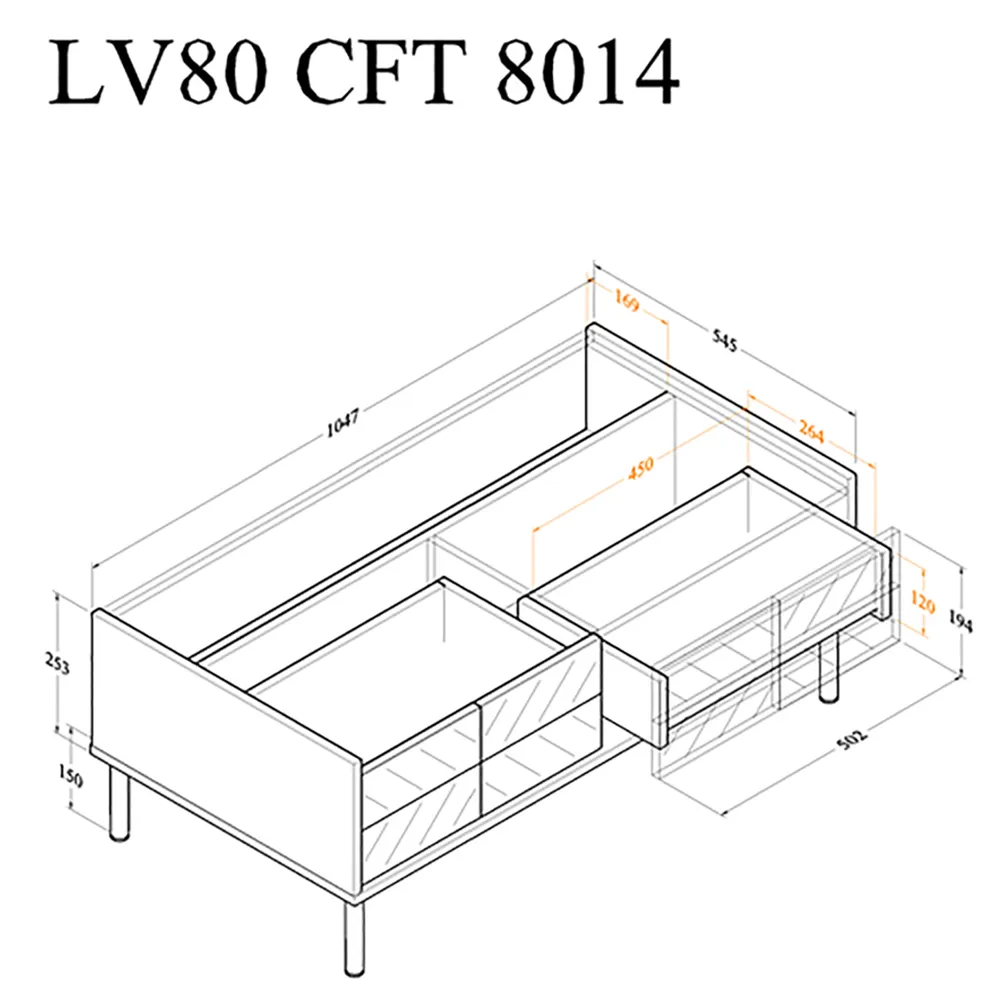 2 Drawer Coffee Table - Brown, Oak