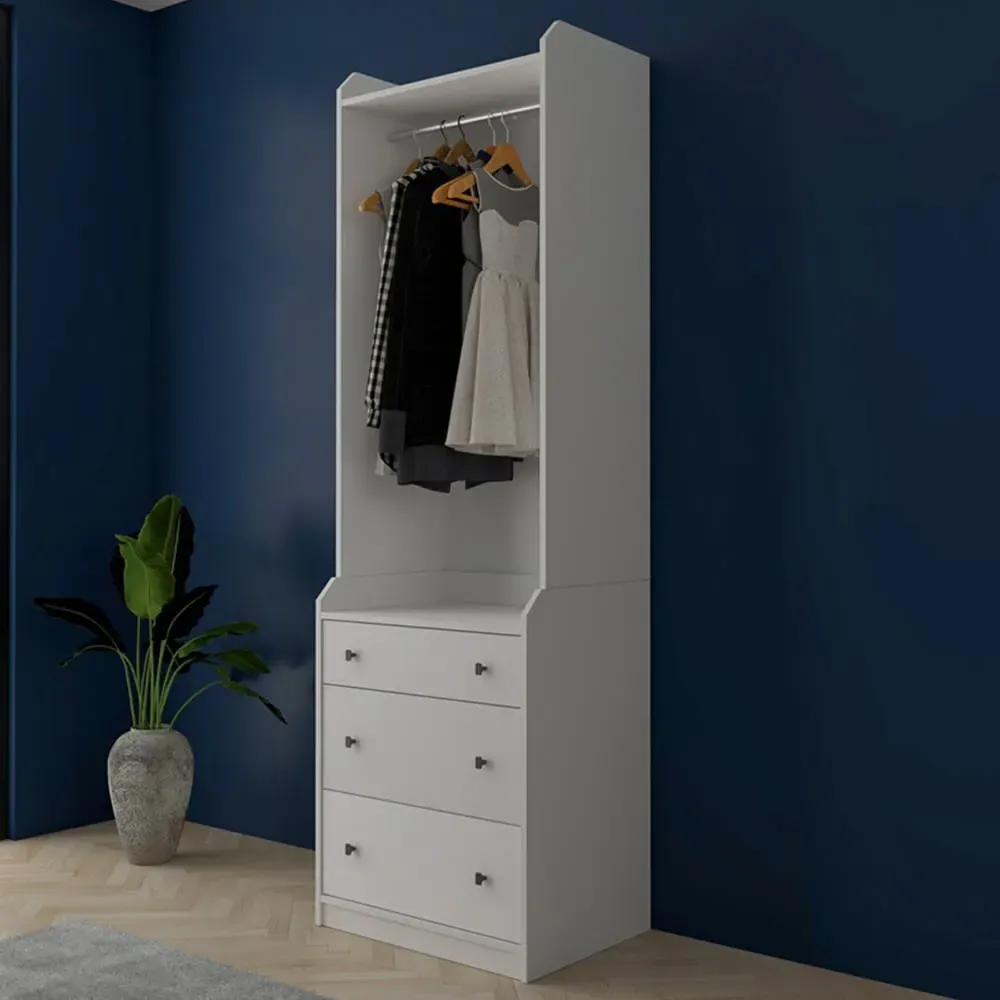 3 Drawer Open Wardrobe - White