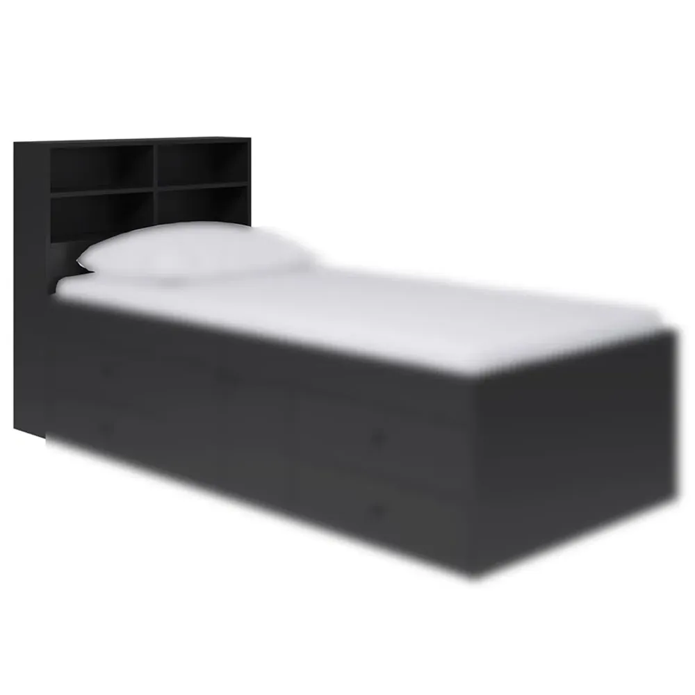 4 Shelf Bookcase Headboard - Black