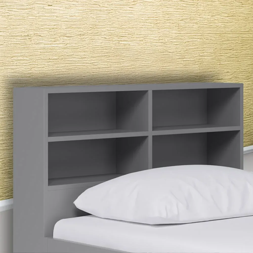 4 Shelf Bookcase Headboard - Grey