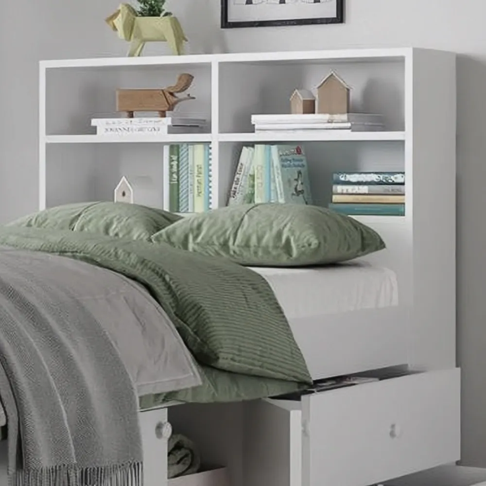 4 Shelf Bookcase Headboard - White