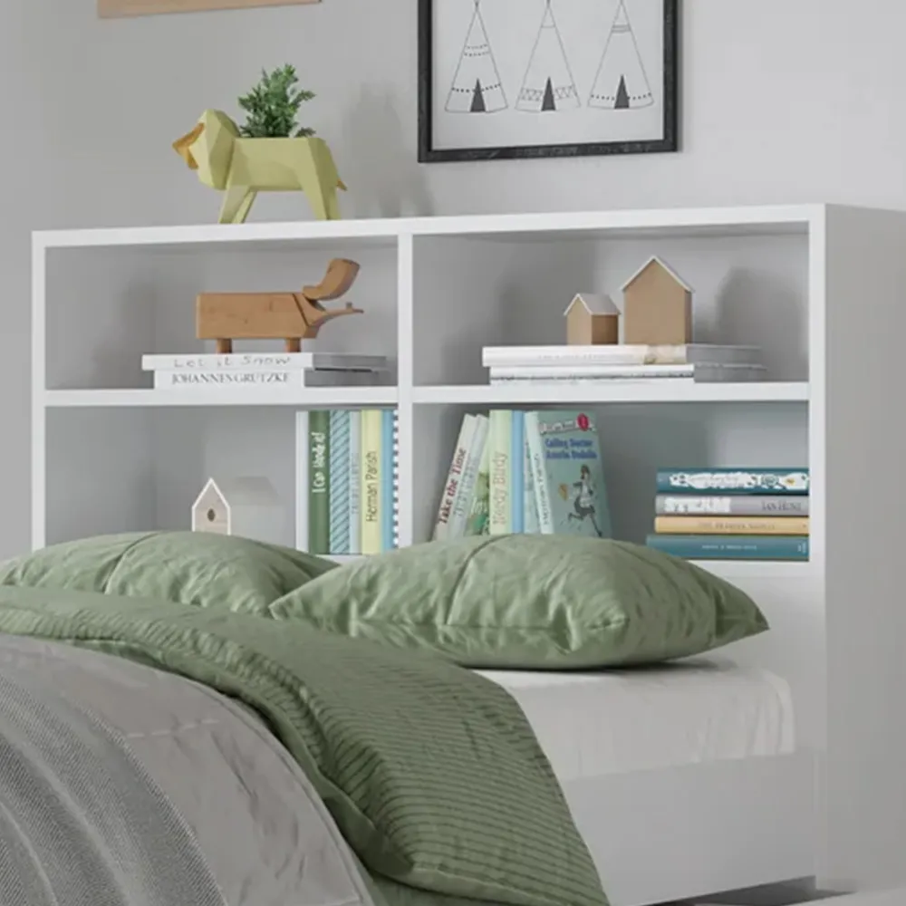 4 Shelf Bookcase Headboard - White