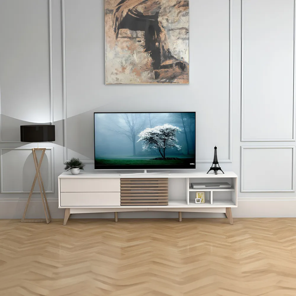 Baylla 2 Drawer 3 Shelf TV Unit - White