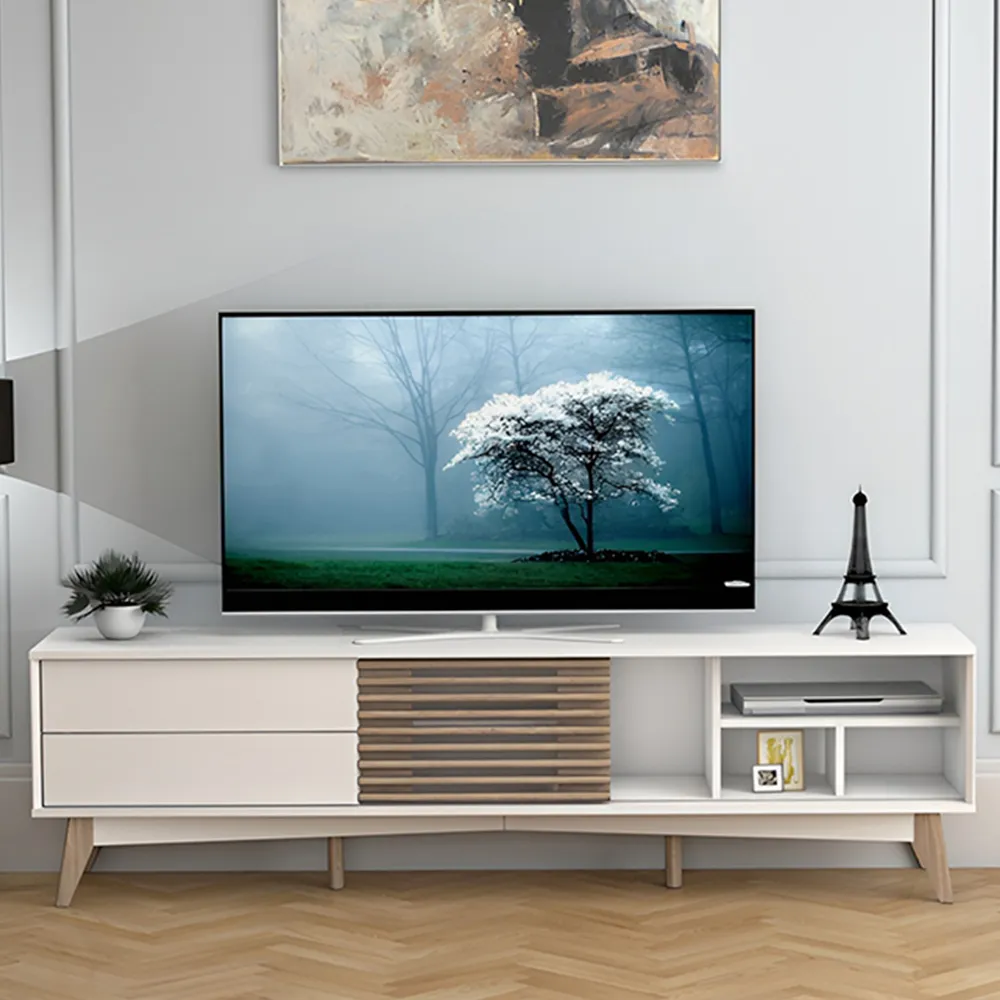 Baylla 2 Drawer 3 Shelf TV Unit - White