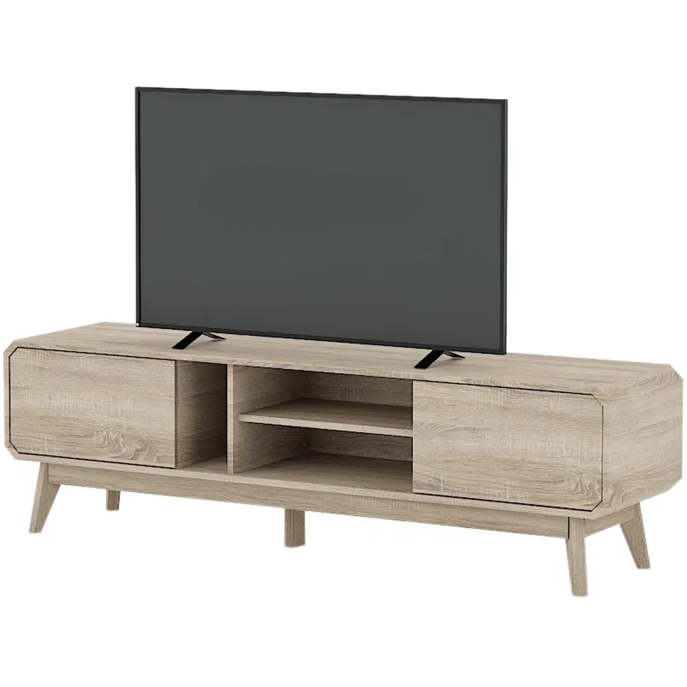 BR15 2 Door 3 Shelf TV Unit - Light Oak