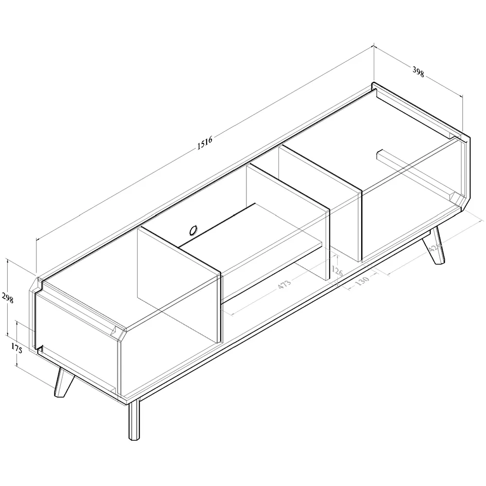 BR15 2 Door 3 Shelf TV Unit - Light Oak