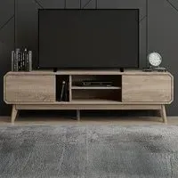BR15 2 Door 3 Shelf TV Unit - Light Oak