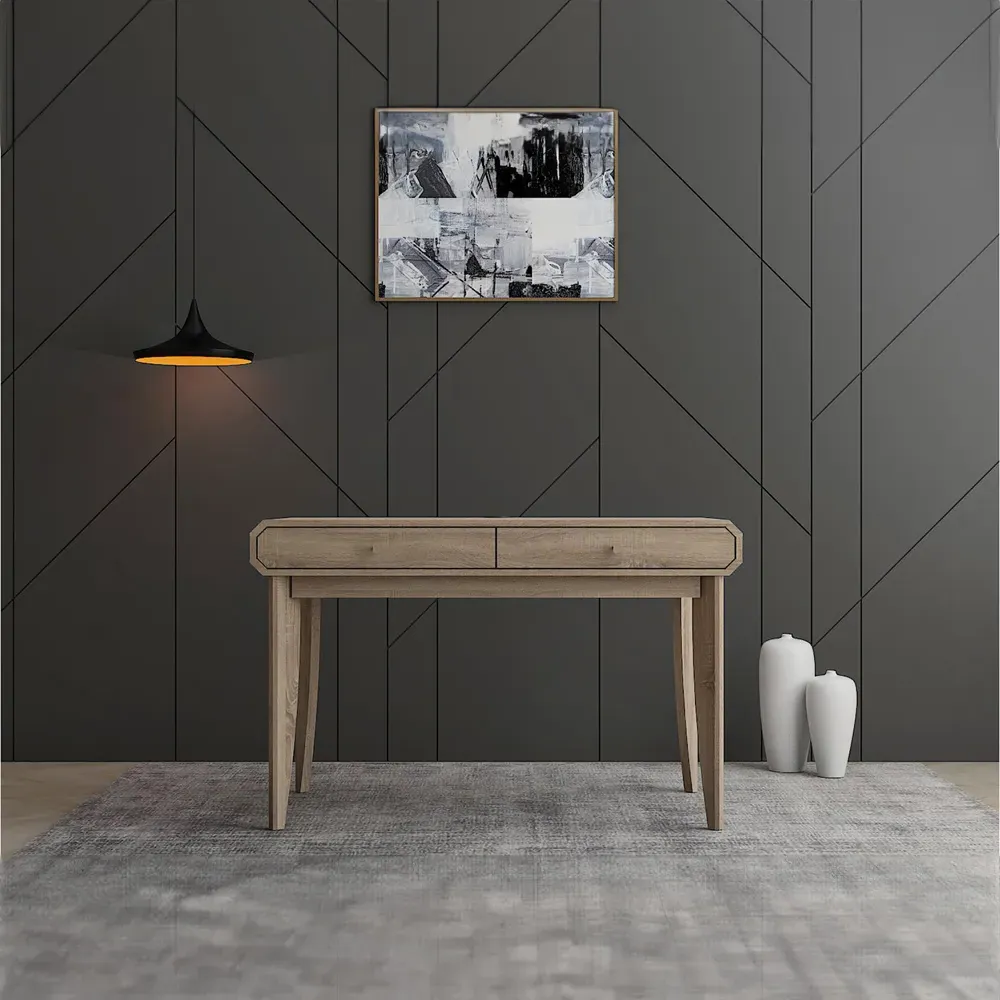 BR15 2 Drawer Study Desk - Brown, Oak