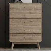 BR15 5 Drawer Chest of Drawers - Brown, Oak