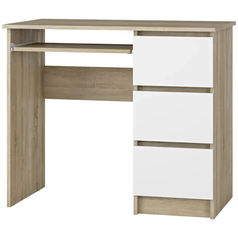 Cina 3 Drawer Computer Desk with Pull Out Tray - Sonoma Oak