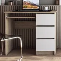 Cina 3 Drawer Computer Desk with Pull Out Tray - Sonoma Oak