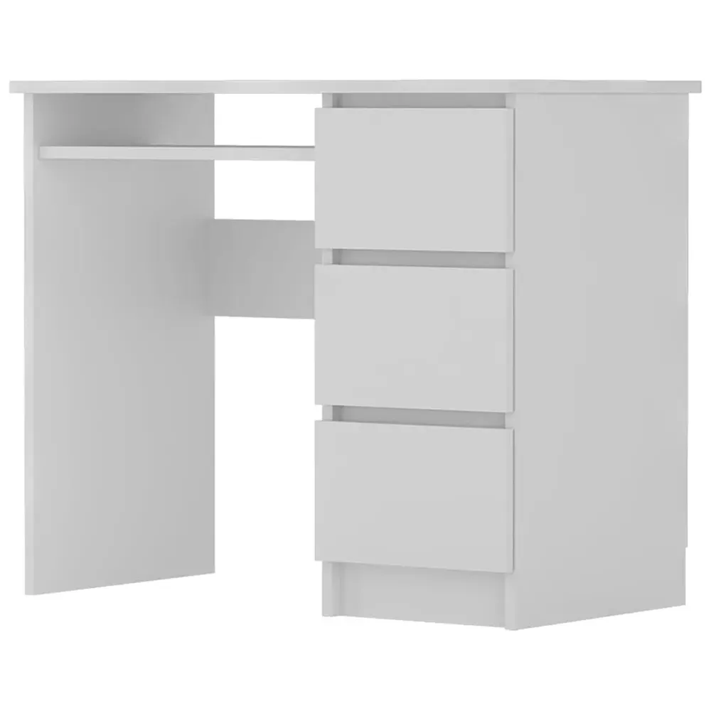 Cina 3 Drawer Computer Desk with Pull Out Tray - White