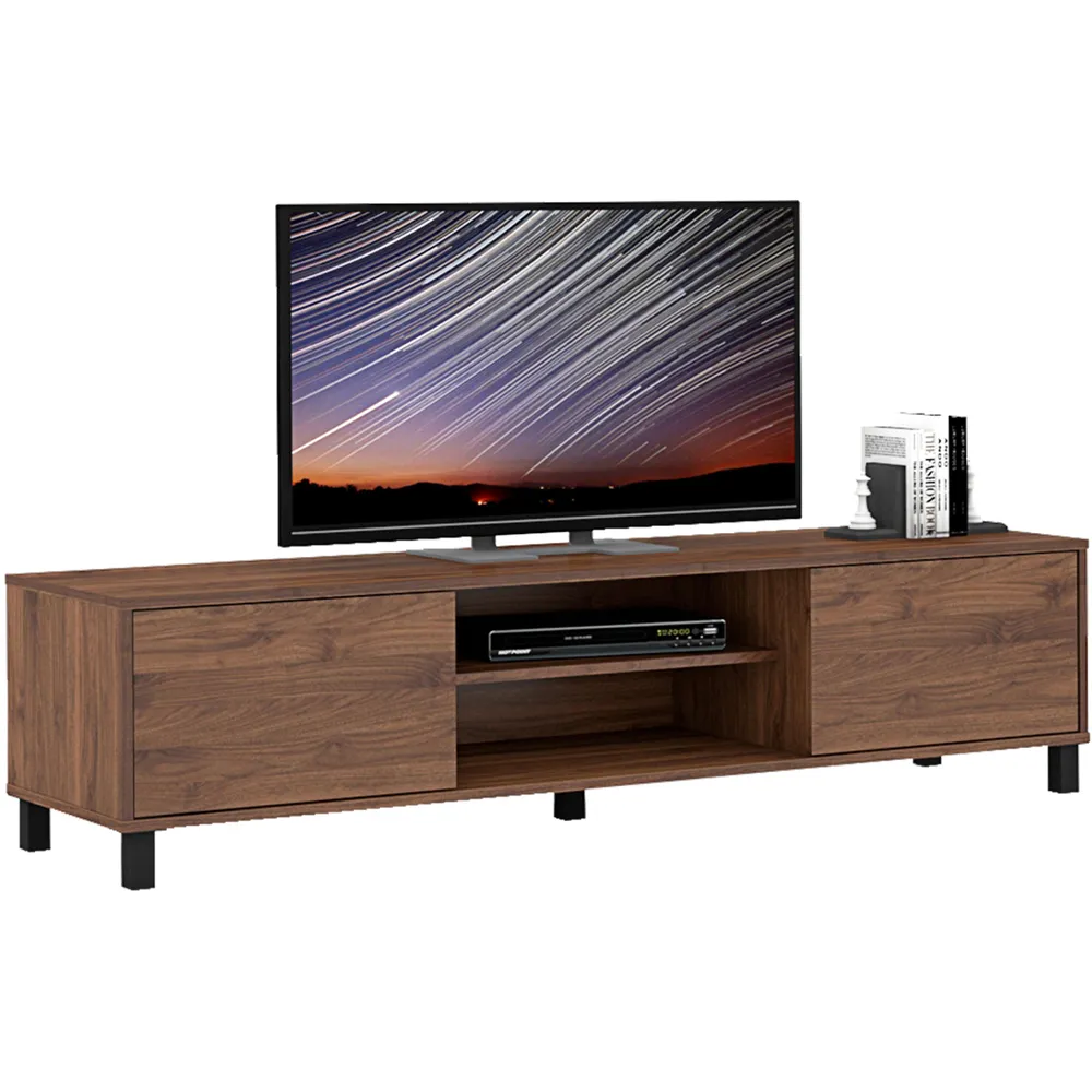 ELV1 2 Door 2 Shelf TV Unit - Dark Oak