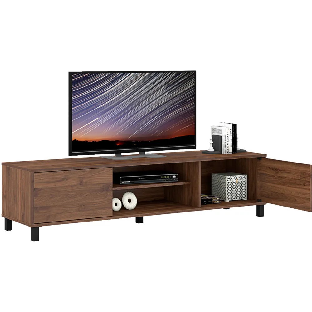 ELV1 2 Door 2 Shelf TV Unit - Dark Oak