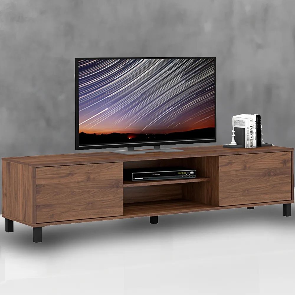 ELV1 2 Door 2 Shelf TV Unit - Dark Oak image