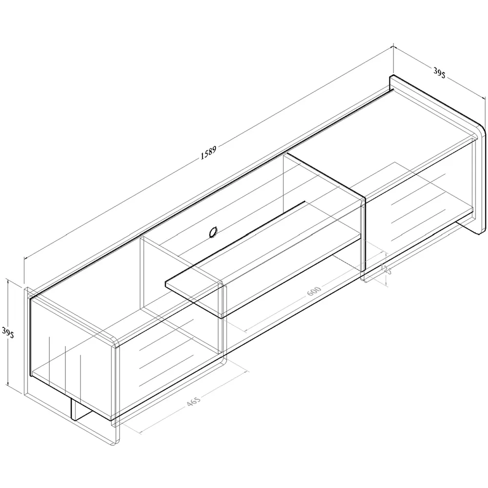 ELV7 2 Door 2 Shelf TV Unit - Light Oak