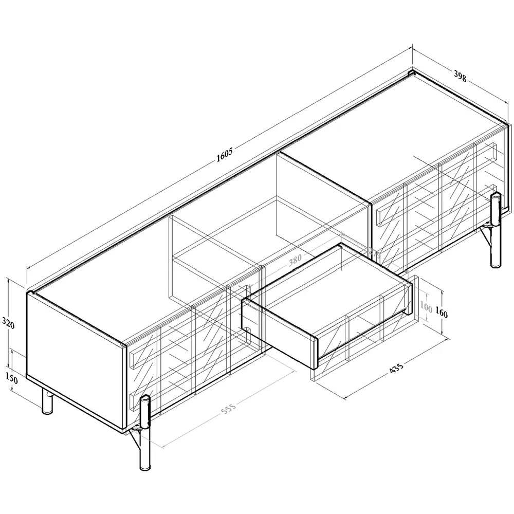 L37 2 Door TV Unit with Shelf - Walton Oak