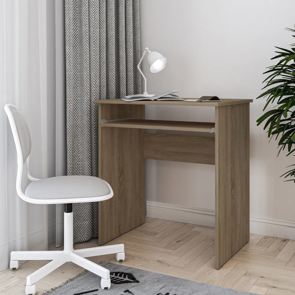 Luna Computer Desk with Pull Out Tray - Oak