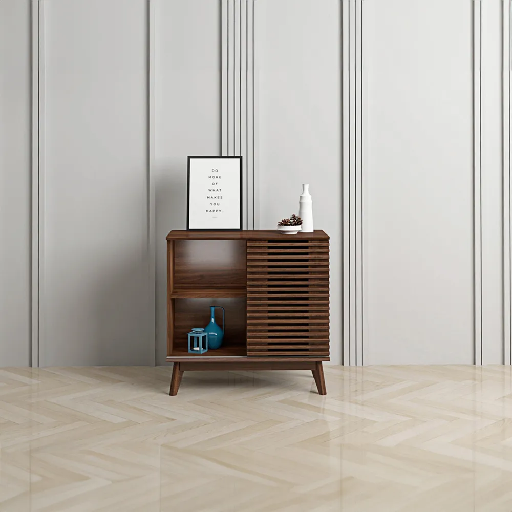 LV41 2 Shelf Display Cabinet - Brown, Walnut