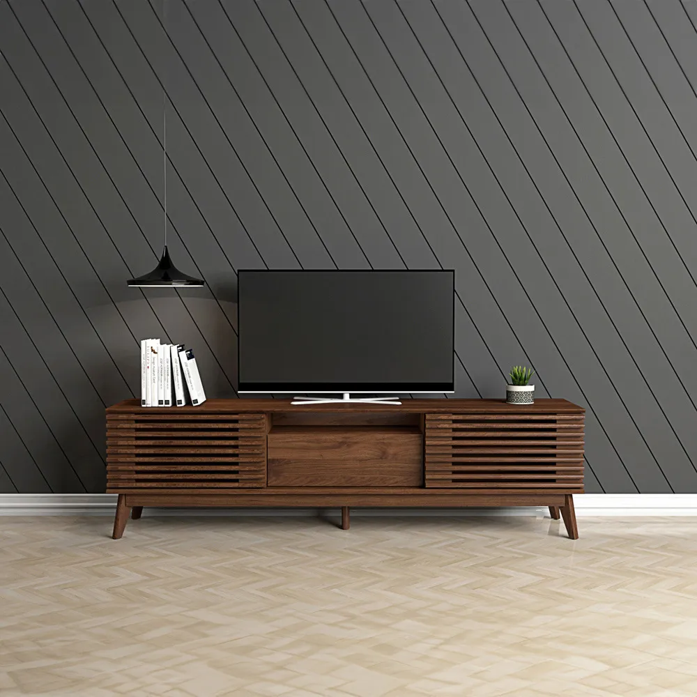 LV41 Single Door TV Cabinet - Dark Columbian Walnut