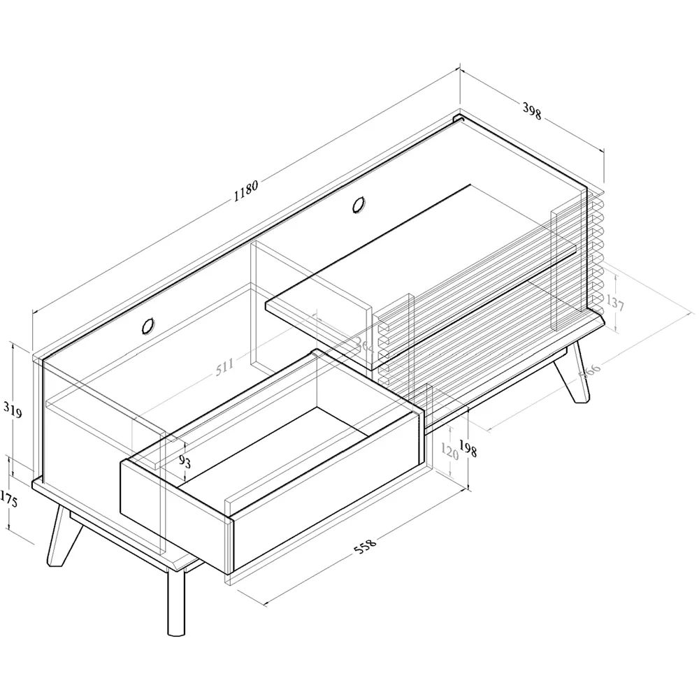 LV41 Single Door TV Cabinet - Dark Columbian Walnut
