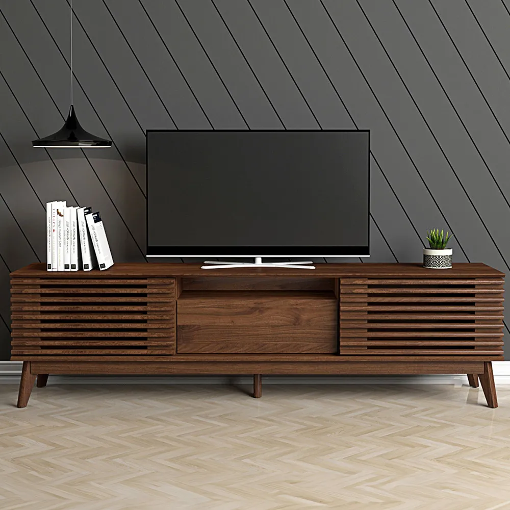 LV41 Single Door TV Cabinet - Dark Columbian Walnut