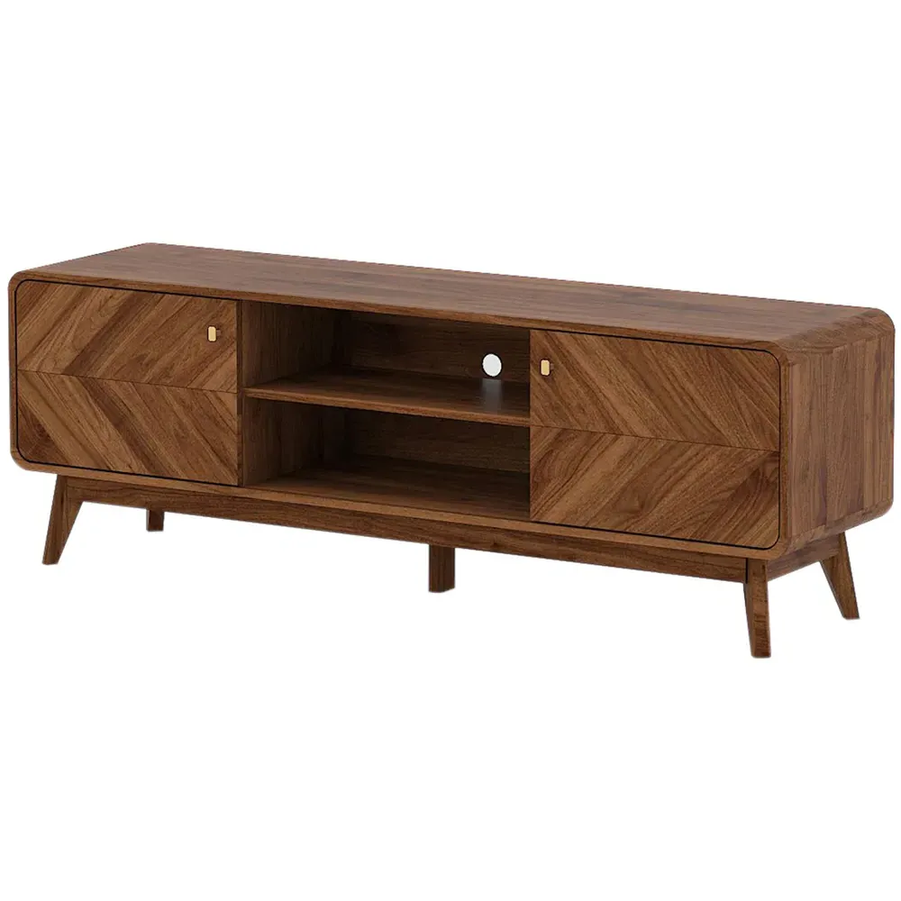 LV44 2 Door 2 Shelf TV Unit - Columbian Walnut