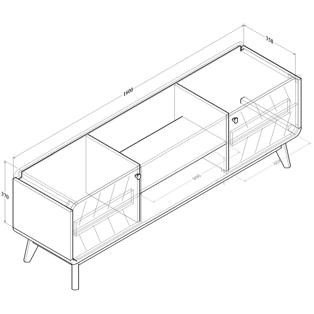 LV44 2 Door 2 Shelf TV Unit - Columbian Walnut