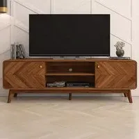 LV44 2 Door 2 Shelf TV Unit - Columbian Walnut
