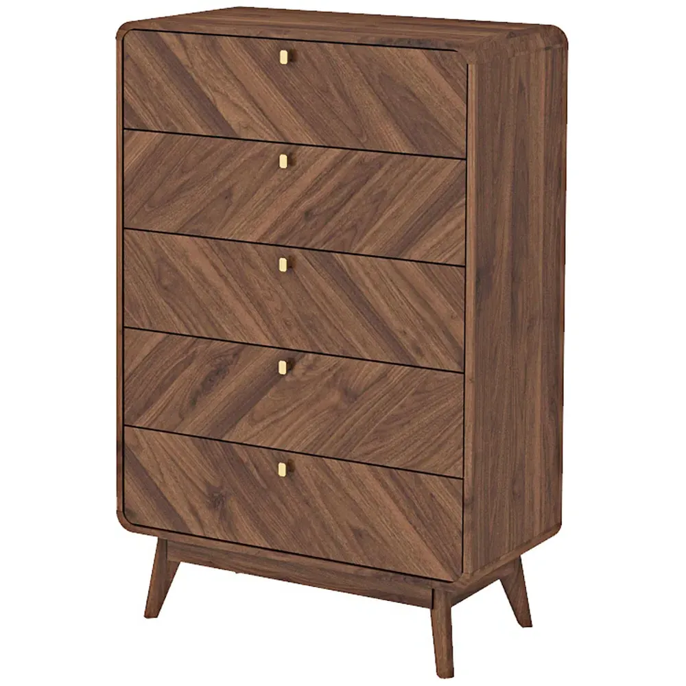 LV44 5 Drawer Chest of Drawers - Brown, Walnut