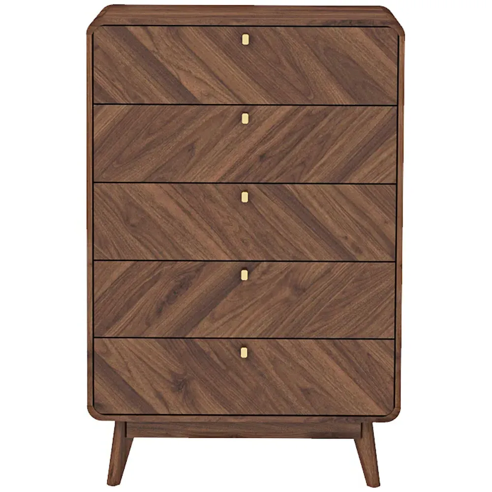 LV44 5 Drawer Chest of Drawers - Brown, Walnut