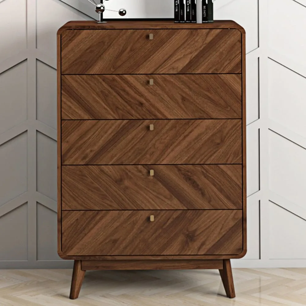 LV44 5 Drawer Chest of Drawers - Brown, Walnut
