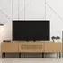 LV51 2 Door TV Unit with Rattan - Mid Oak