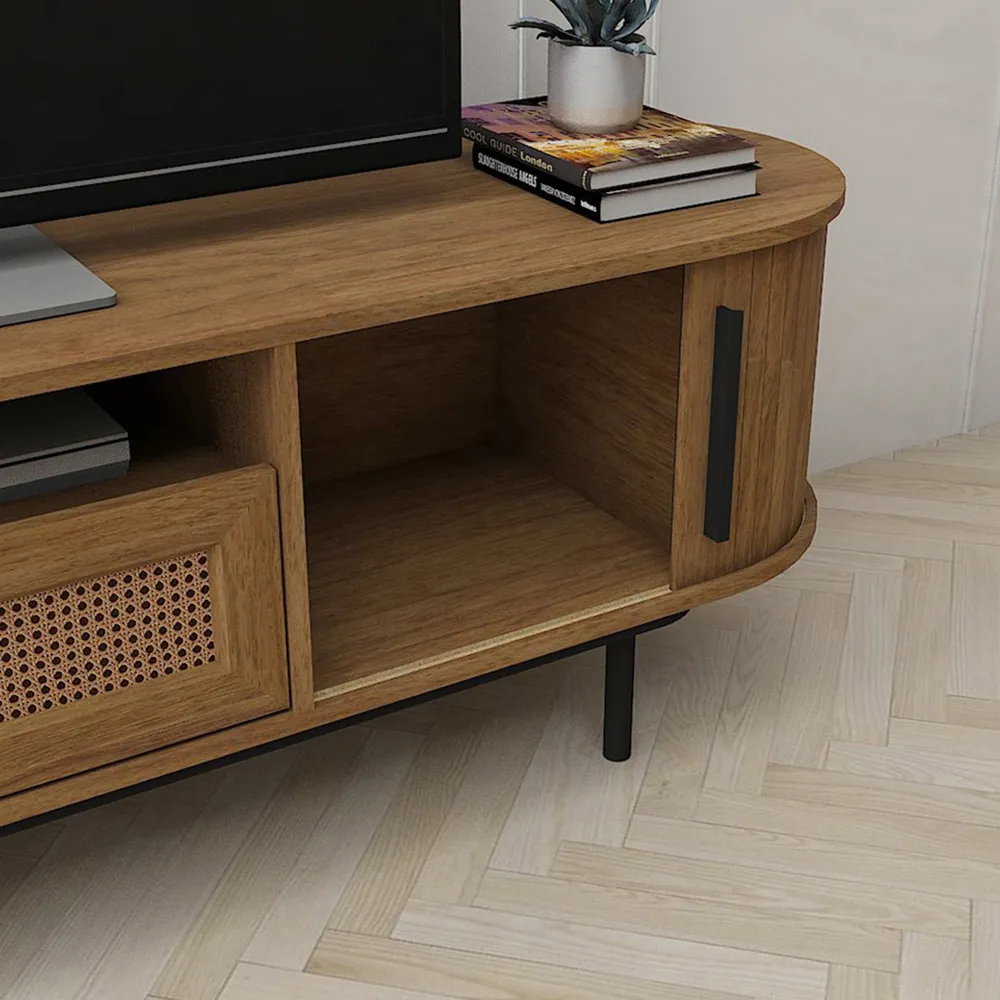 LV55 2 Door TV Unit with Shelf - Light Oak