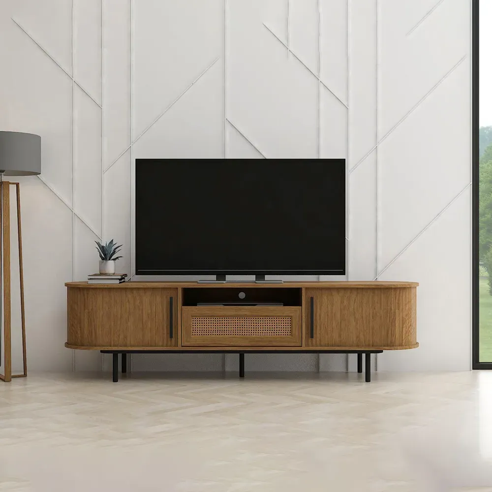 LV55 2 Door TV Unit with Shelf - Light Oak