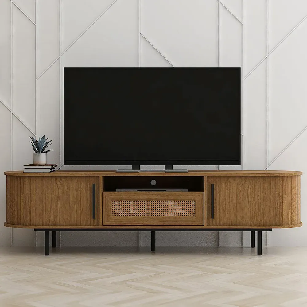 LV55 2 Door TV Unit with Shelf - Light Oak