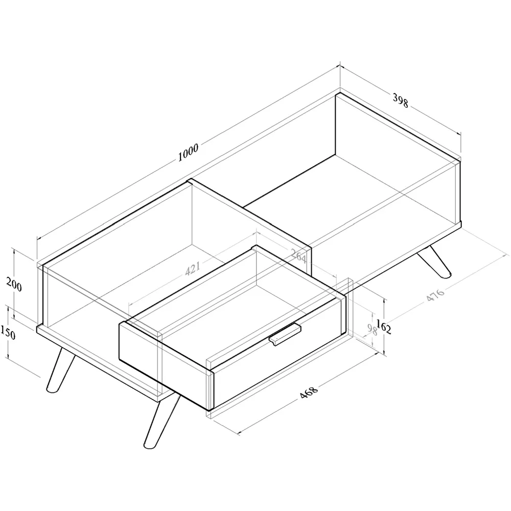 Single Drawer Single Shelf TV Unit - Dark Grey