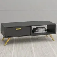 Single Drawer Single Shelf TV Unit - Dark Grey