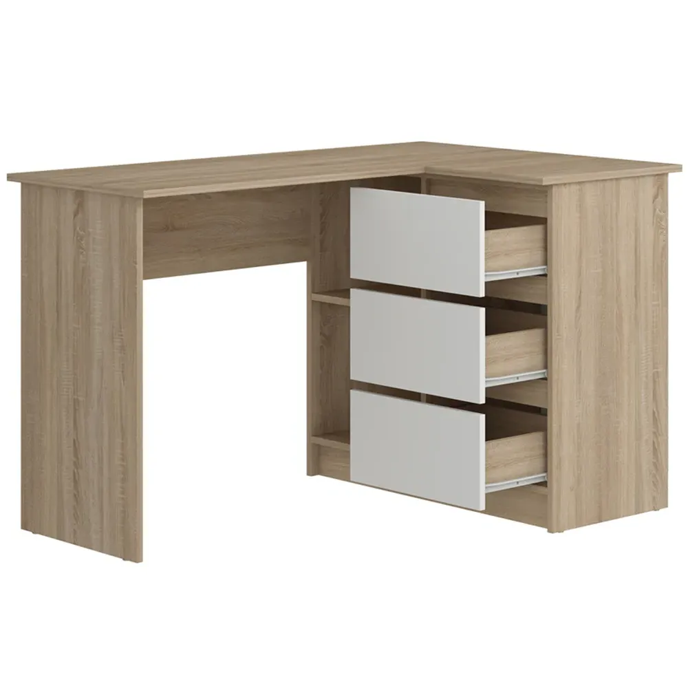Universal L-Shaped Computer Desk with Storage - Sonoma Oak