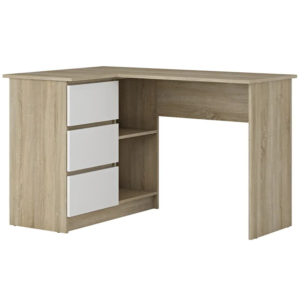 Universal L-Shaped Computer Desk with Storage - Sonoma Oak