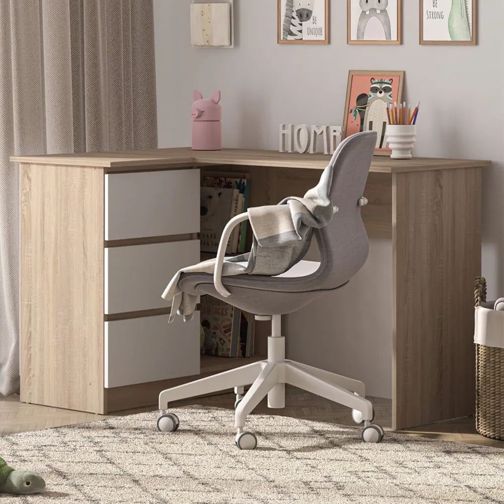 Universal L-Shaped Computer Desk with Storage - Sonoma Oak